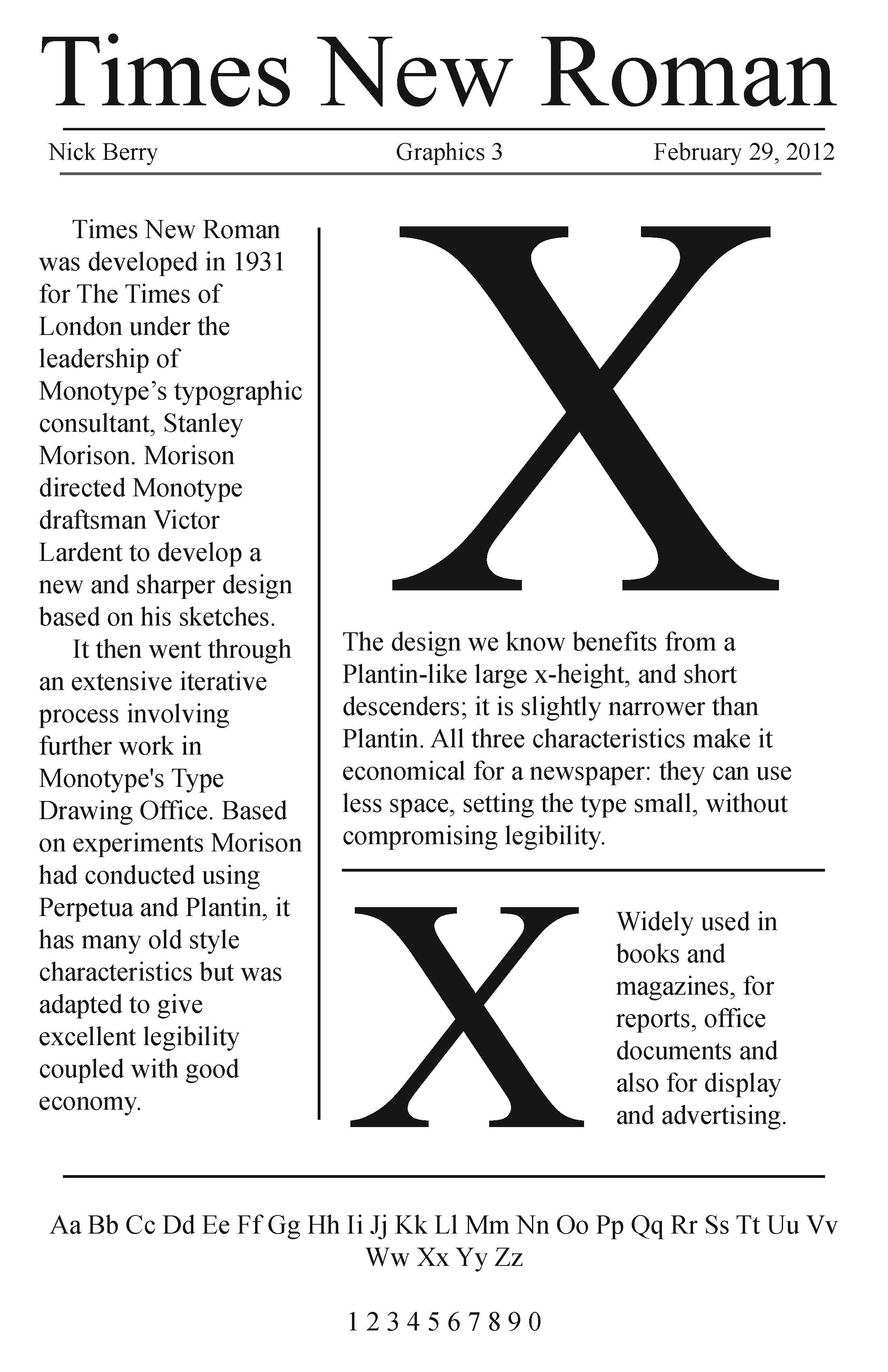 Times New Roman Character Map